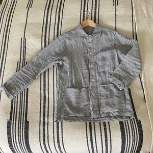 Alex Crane blue/white stripe collared linen jacket with buttons